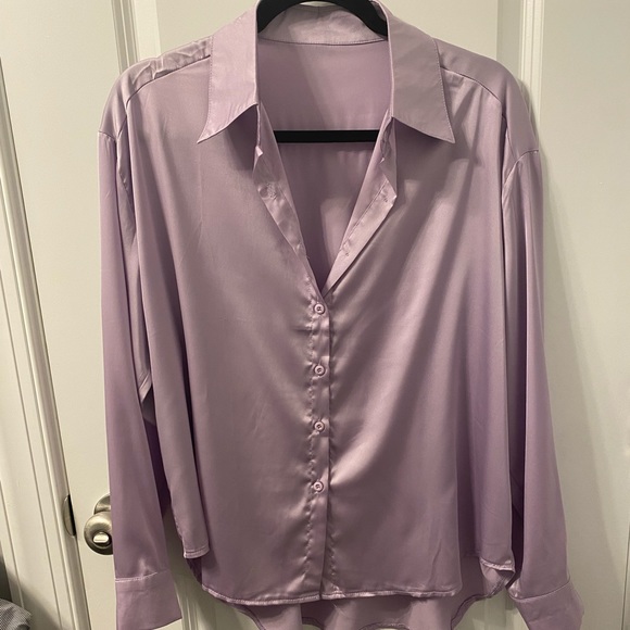 Satin Button Down Blouse - Picture 2 of 3